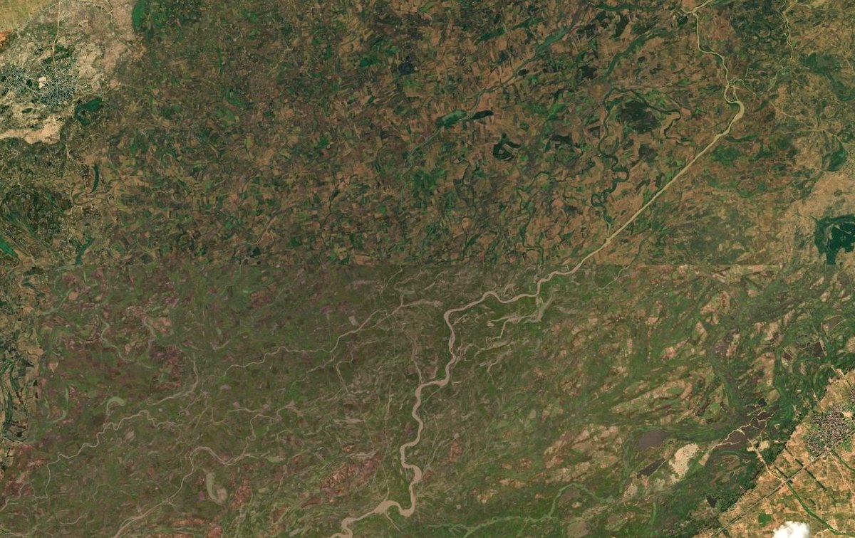 Satellite view of the Sokoto-Rima floodplain and farmland, Kebbi State