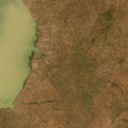 Satellite view of a reservoir and river system for flood monitoring