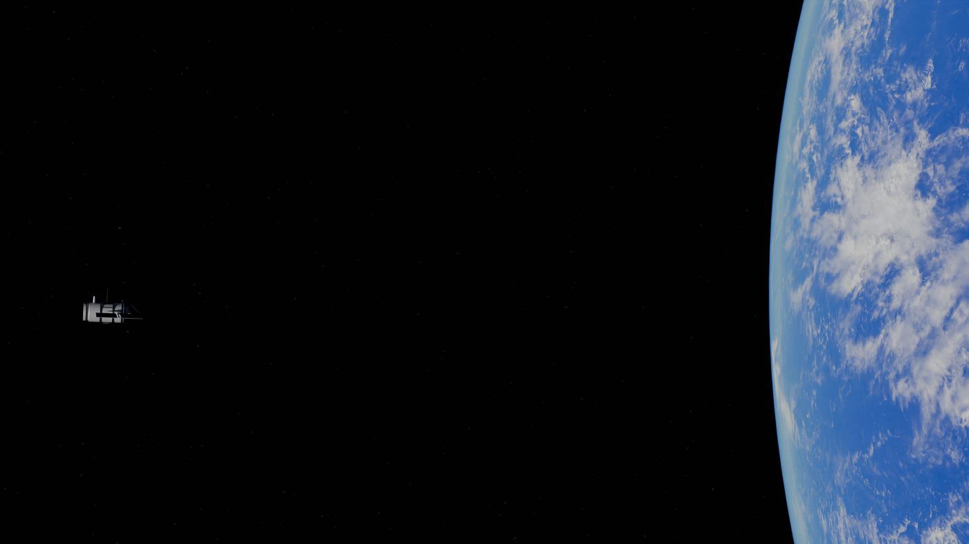 A satellite over the blue Earth
